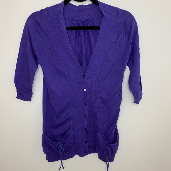 Purple bow pocket cardigan - Picture 1 of 1